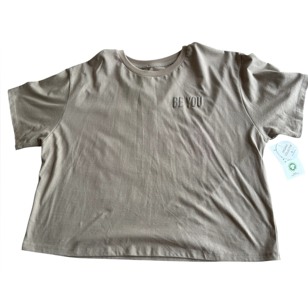 Organic Collective women’s taupe colored loose fit crop top size XL NEW WITH TAG
